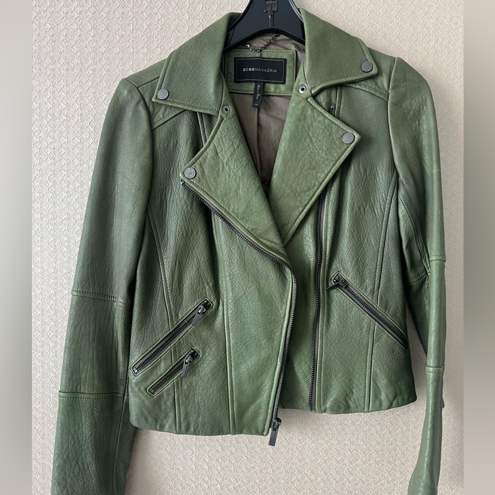 Women's BCBG Max Azria Army Green leather jacket Small